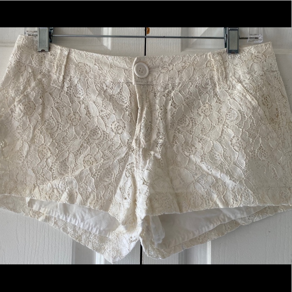 Womens Junior Bongo Ivory Lace Short Shorts 9